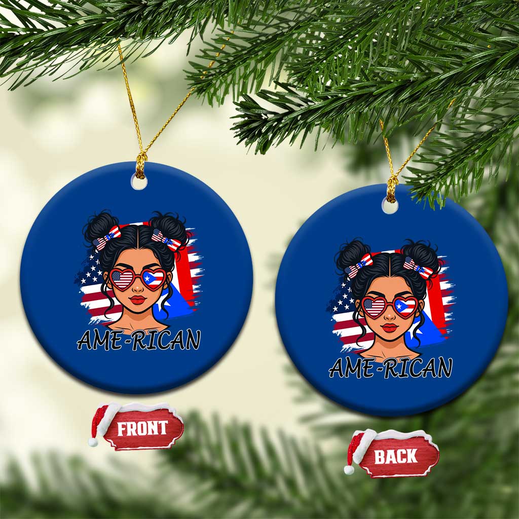 Puerto Rican American Girl Ceramic Ornament AME-RICAN Boricua Pride