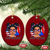 Puerto Rican American Girl Ceramic Ornament AME-RICAN Boricua Pride