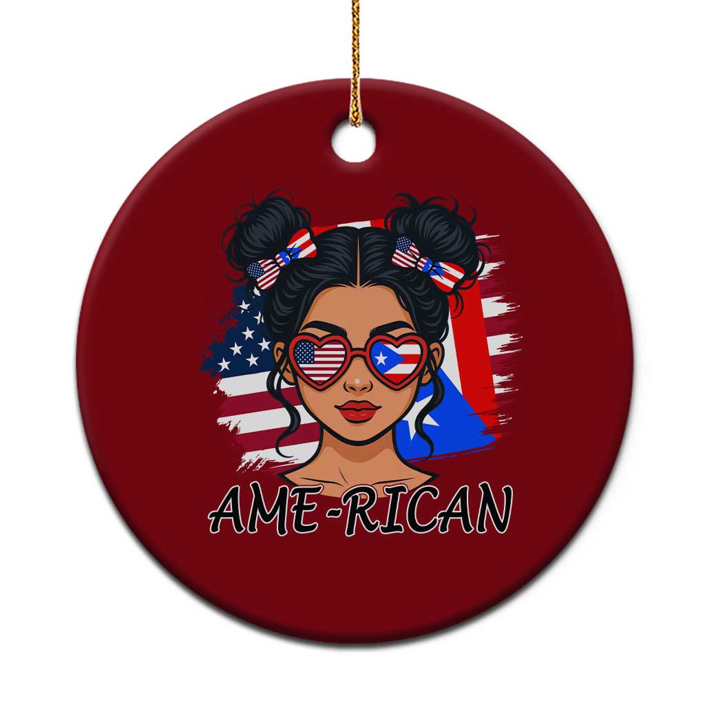 Puerto Rican American Girl Ceramic Ornament AME-RICAN Boricua Pride