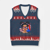 Puerto Rican American Girl V-Neck Knit Sweater Vest AME-RICAN Boricua Pride