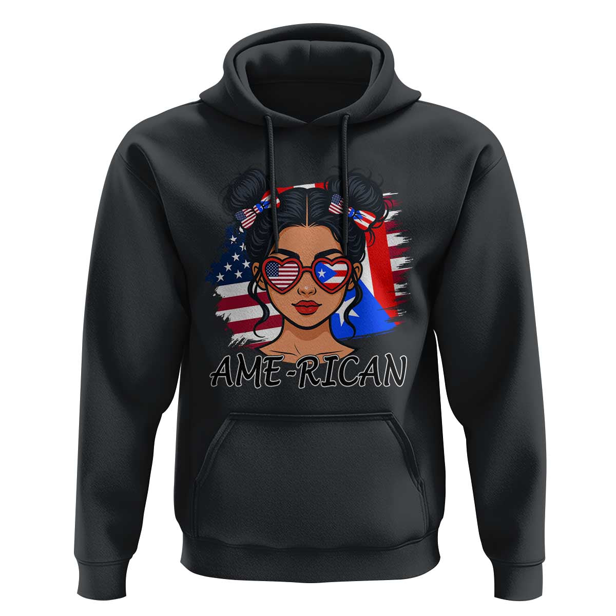 Puerto Rican American Girl Hoodie AME-RICAN Boricua Pride