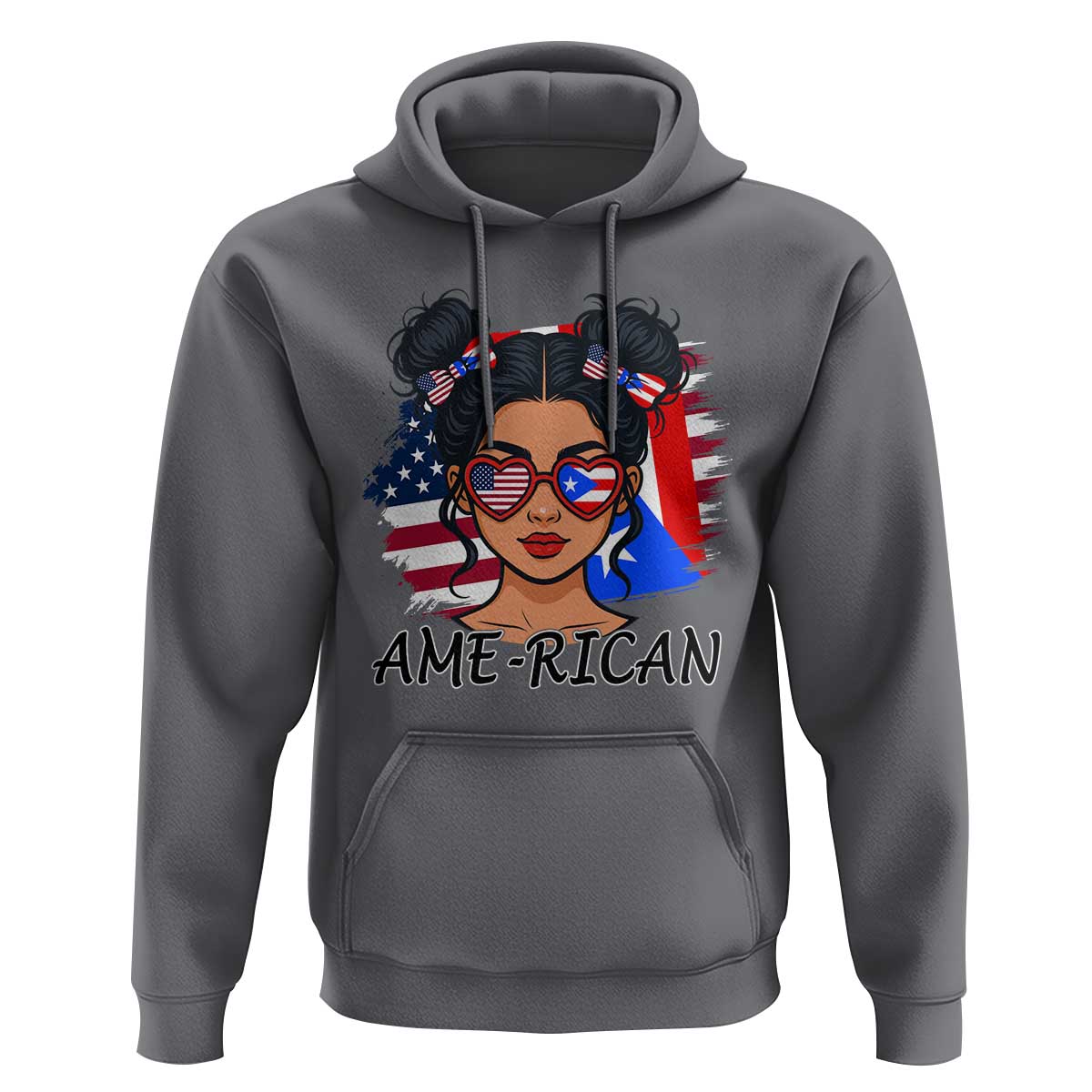 Puerto Rican American Girl Hoodie AME-RICAN Boricua Pride