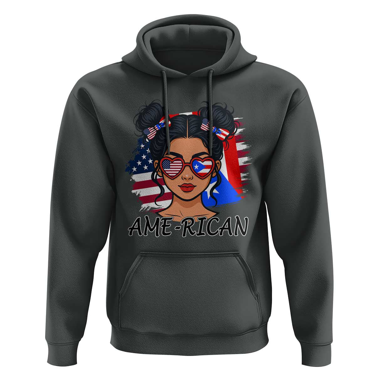 Puerto Rican American Girl Hoodie AME-RICAN Boricua Pride