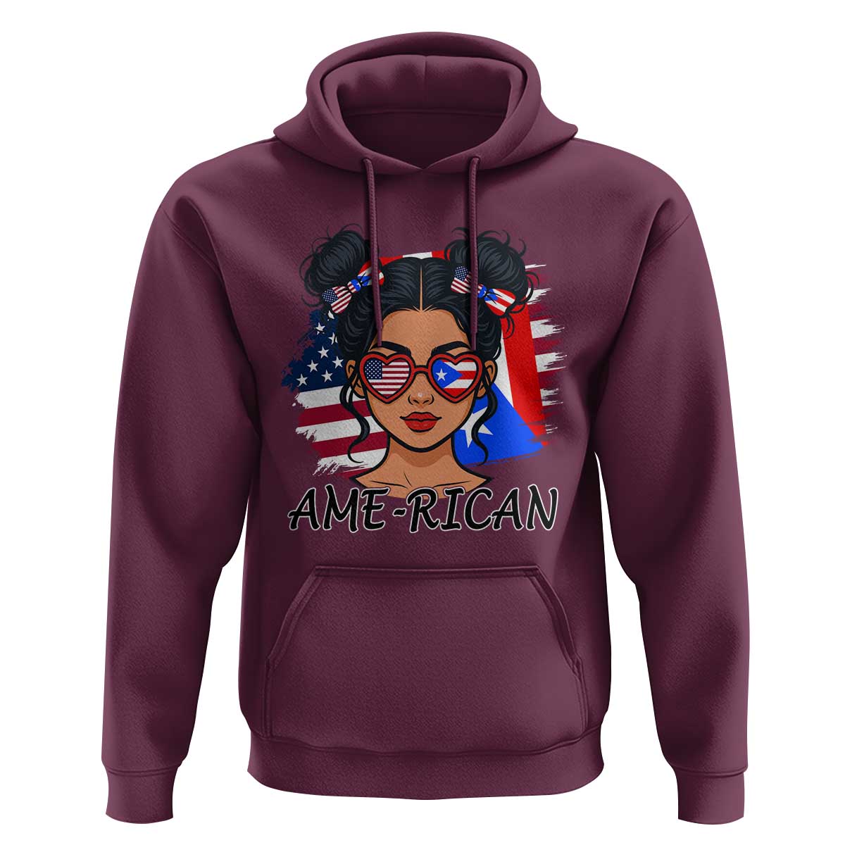 Puerto Rican American Girl Hoodie AME-RICAN Boricua Pride