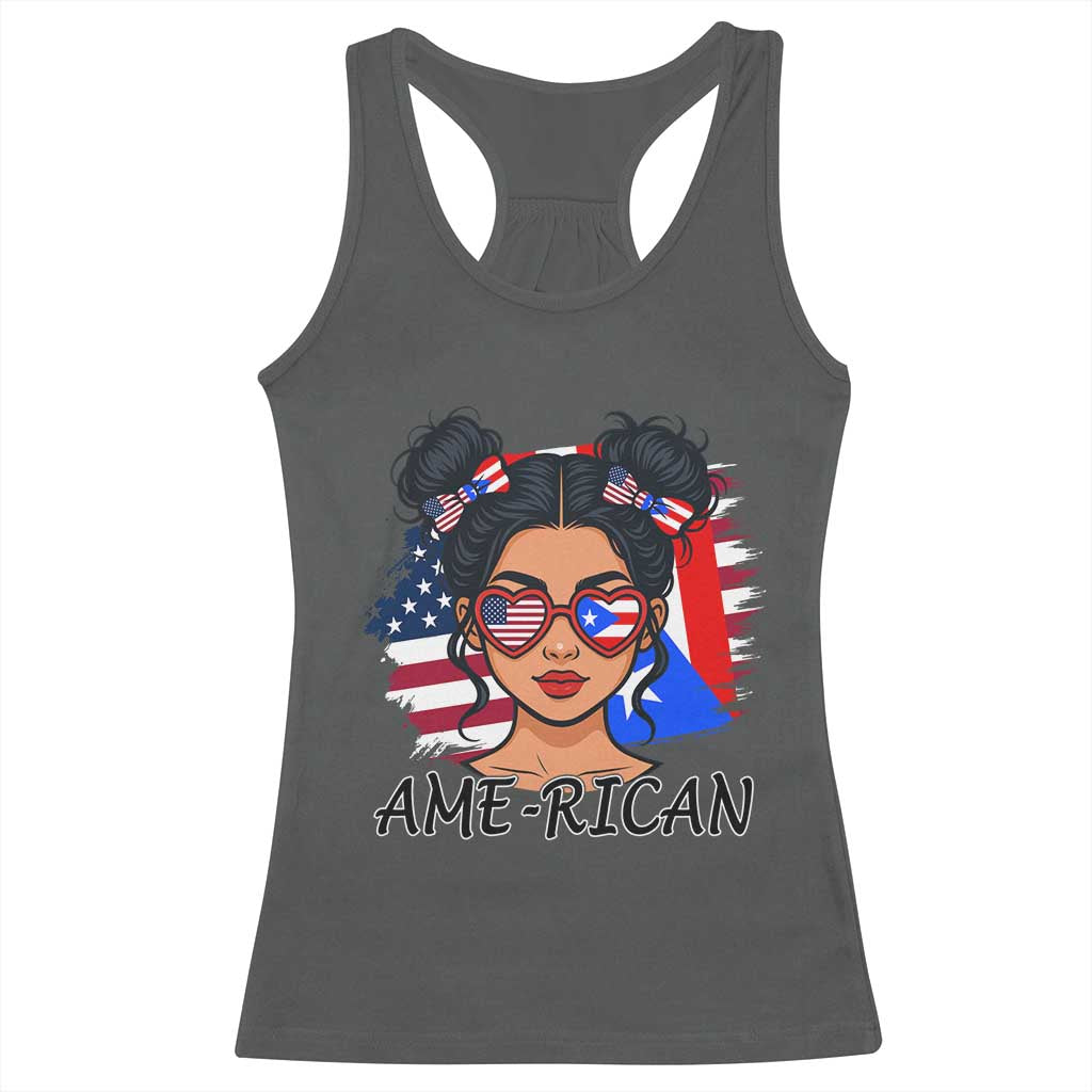 Puerto Rican American Girl Racerback Tank Top AME-RICAN Boricua Pride