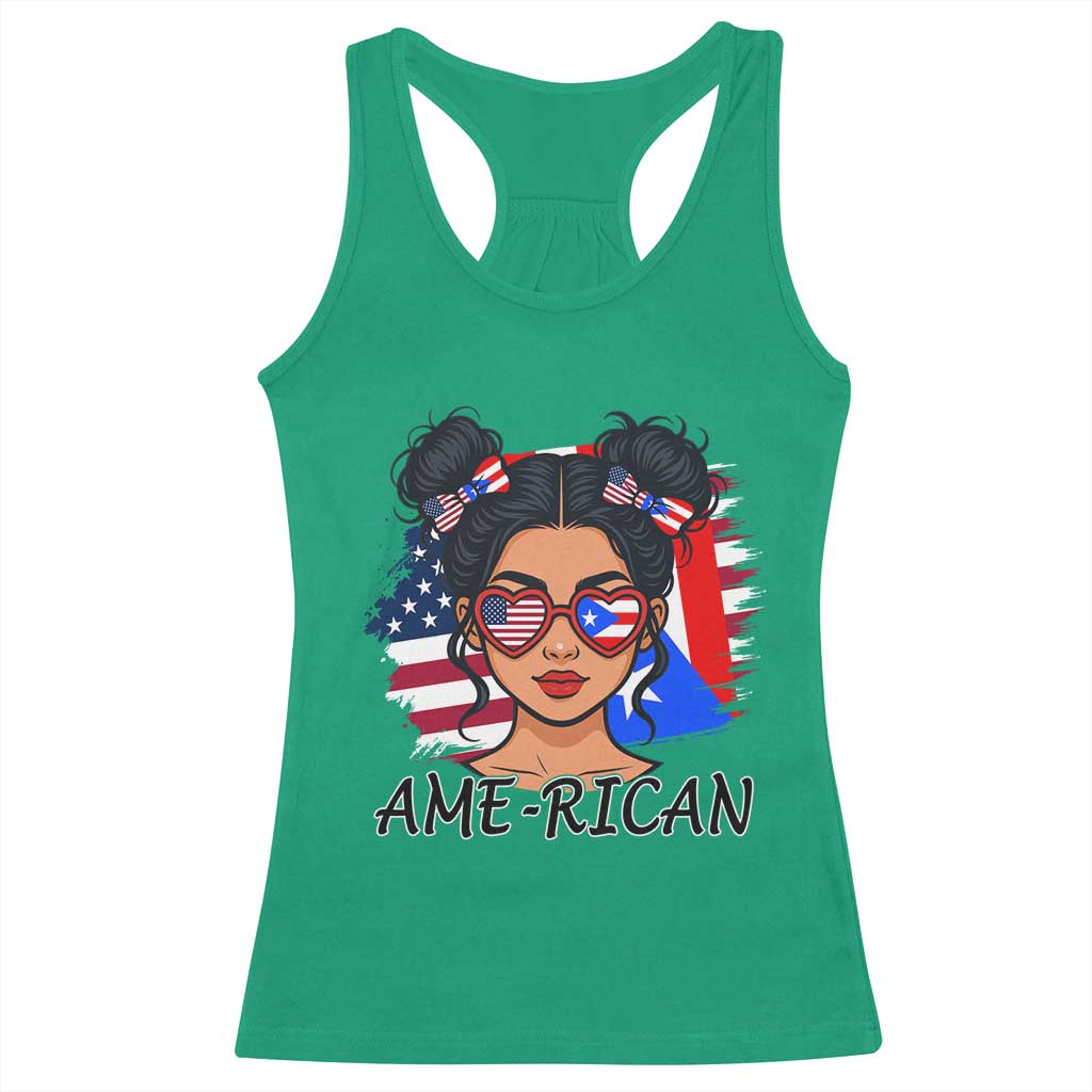 Puerto Rican American Girl Racerback Tank Top AME-RICAN Boricua Pride