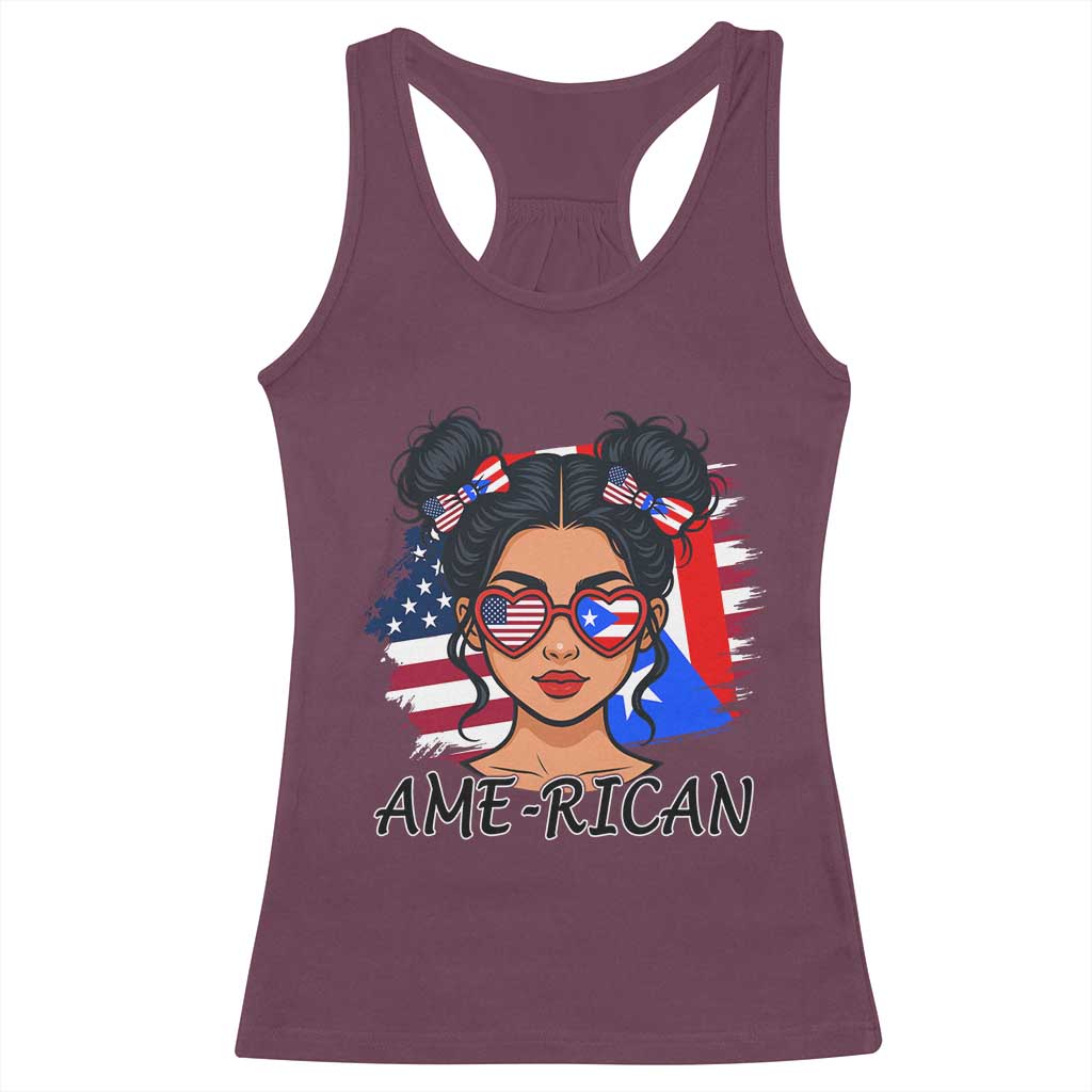 Puerto Rican American Girl Racerback Tank Top AME-RICAN Boricua Pride