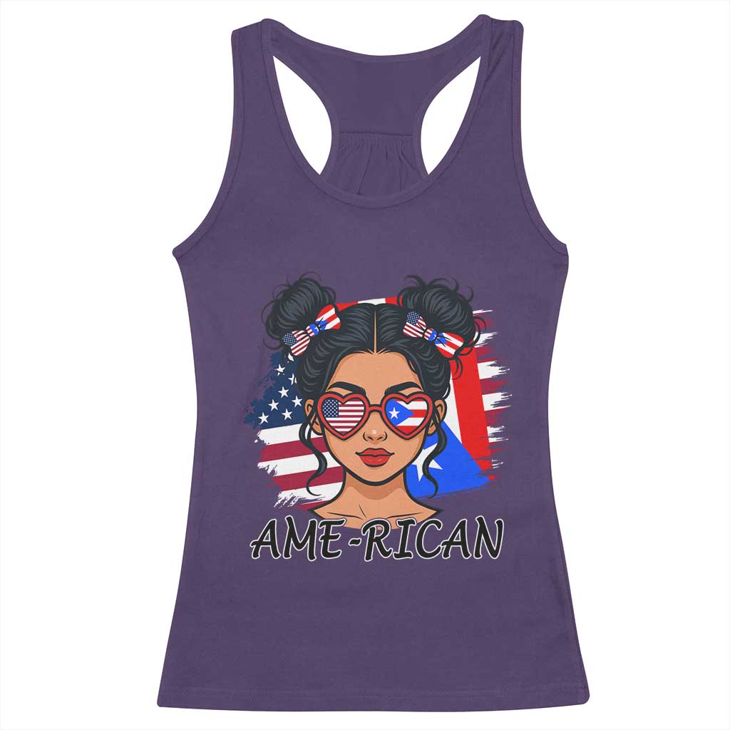 Puerto Rican American Girl Racerback Tank Top AME-RICAN Boricua Pride