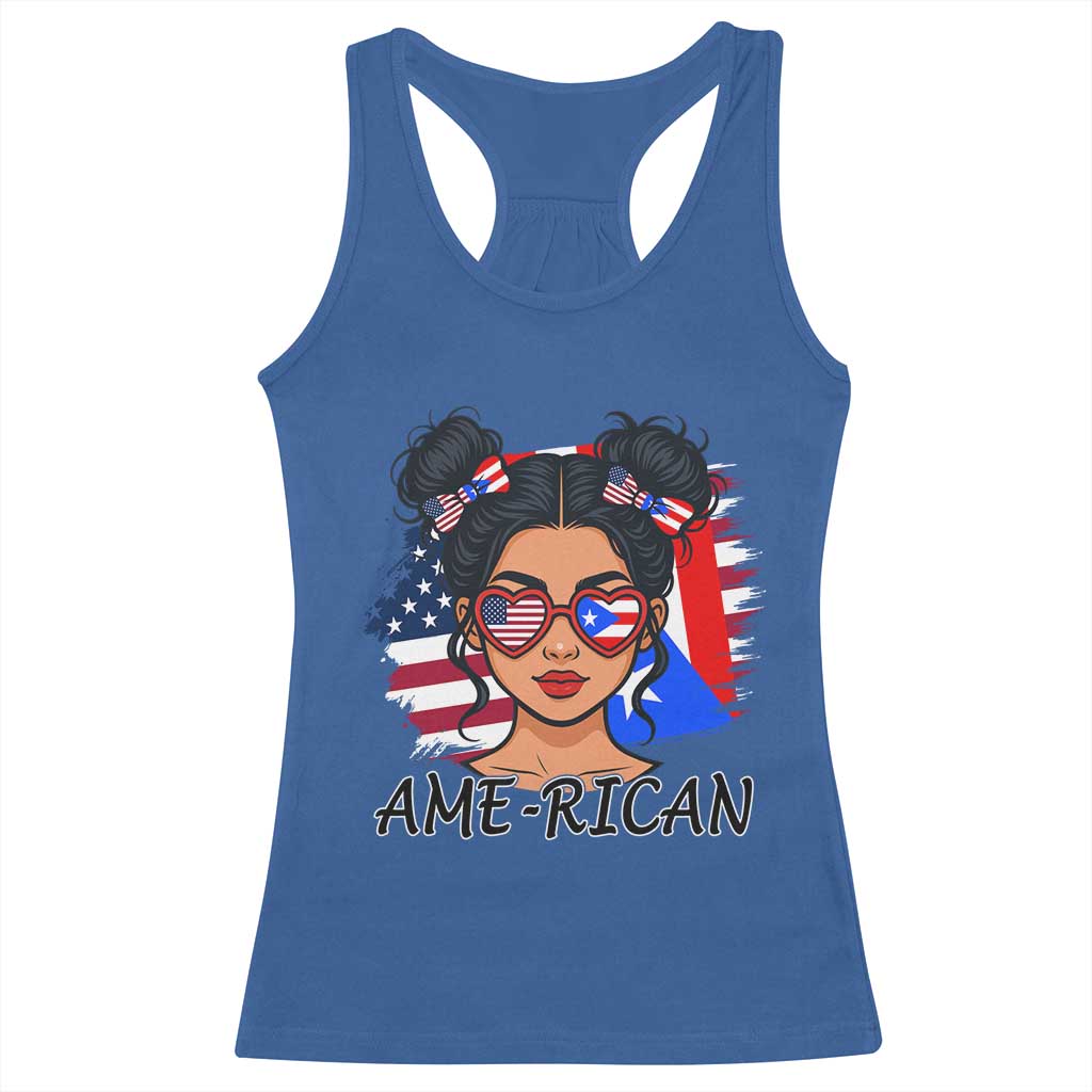Puerto Rican American Girl Racerback Tank Top AME-RICAN Boricua Pride