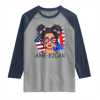 Puerto Rican American Girl Raglan Shirt AME-RICAN Boricua Pride