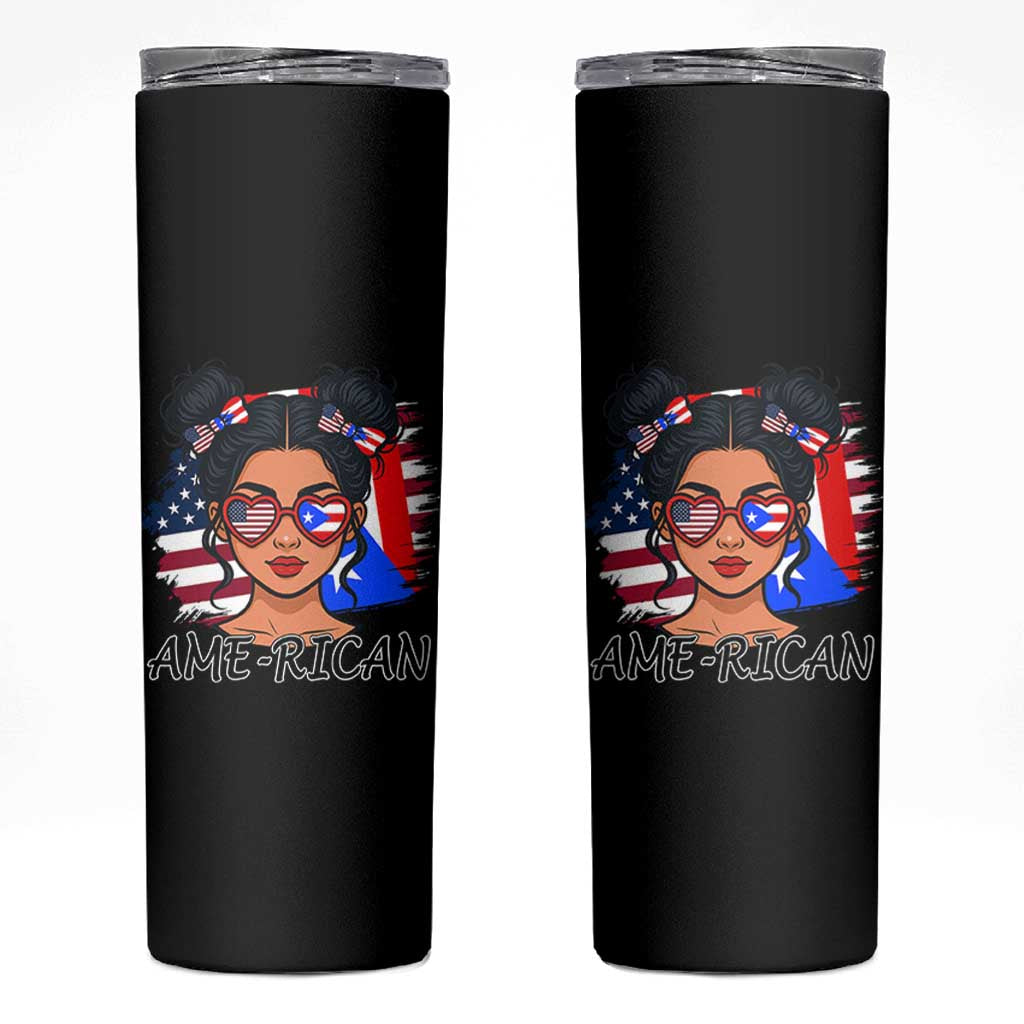 Puerto Rican American Girl Skinny Tumbler AME-RICAN Boricua Pride
