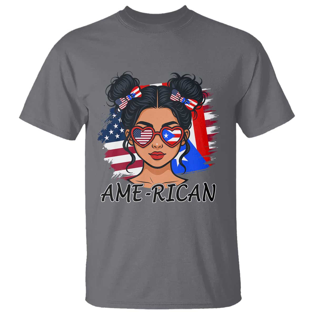 Puerto Rican American Girl T Shirt AME-RICAN Boricua Pride