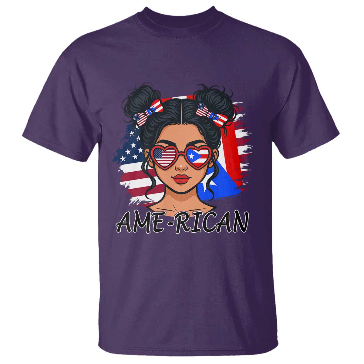 Puerto Rican American Girl T Shirt AME-RICAN Boricua Pride