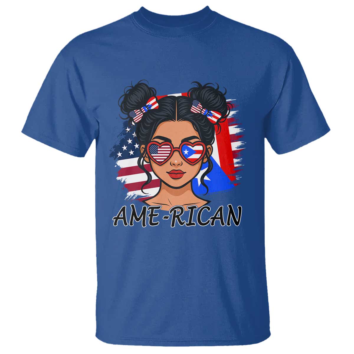Puerto Rican American Girl T Shirt AME-RICAN Boricua Pride