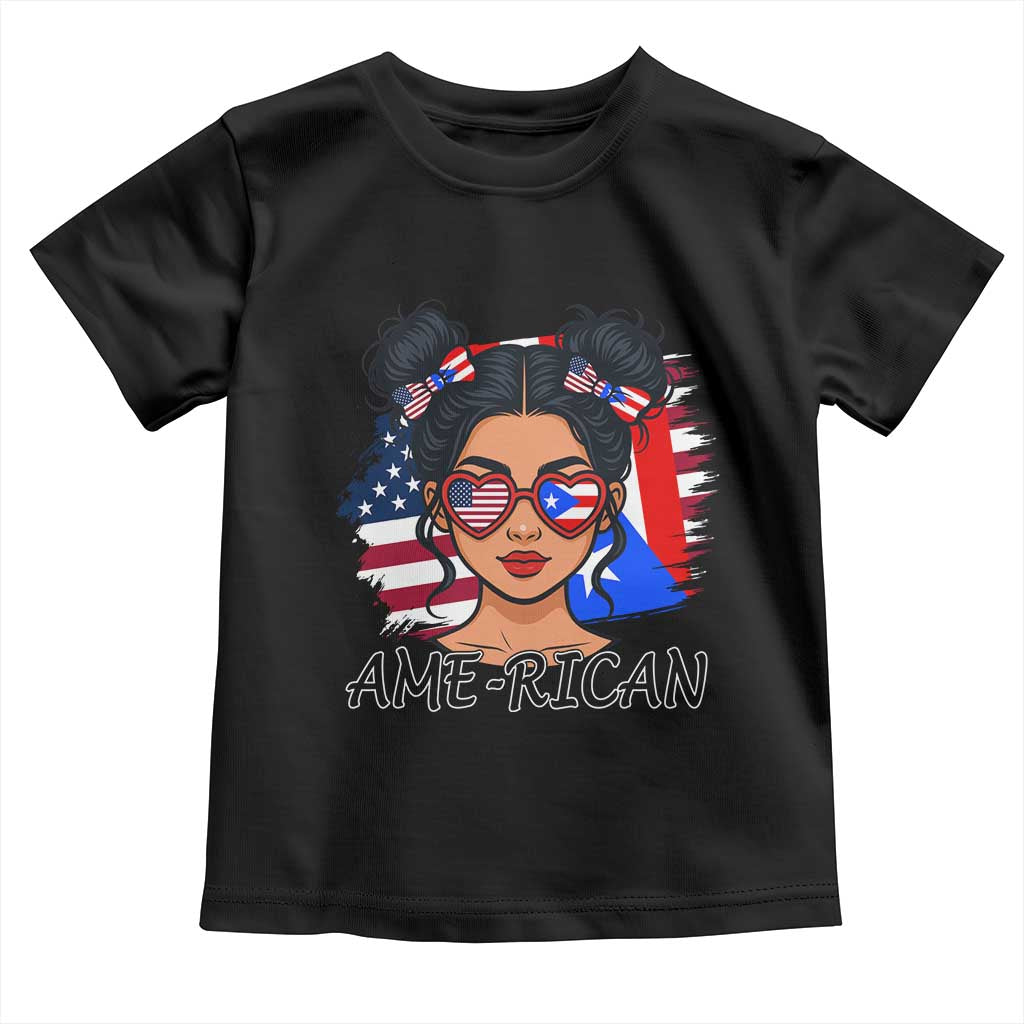 Puerto Rican American Girl Toddler T Shirt AME-RICAN Boricua Pride