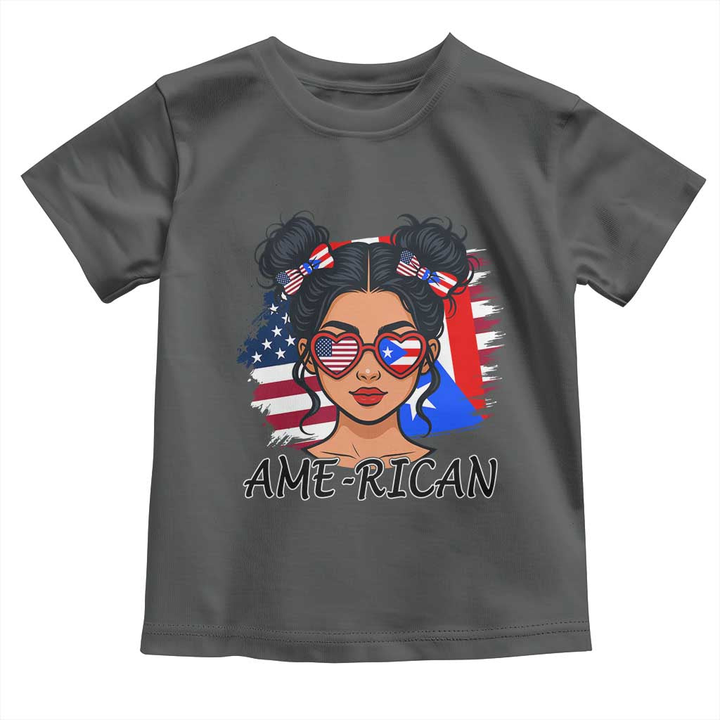 Puerto Rican American Girl Toddler T Shirt AME-RICAN Boricua Pride