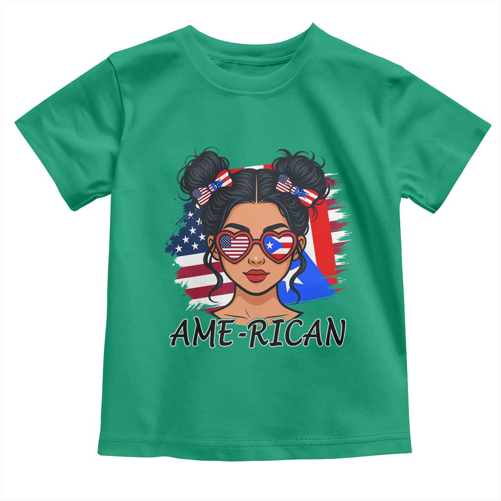 Puerto Rican American Girl Toddler T Shirt AME-RICAN Boricua Pride