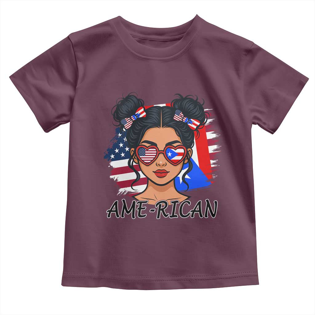 Puerto Rican American Girl Toddler T Shirt AME-RICAN Boricua Pride