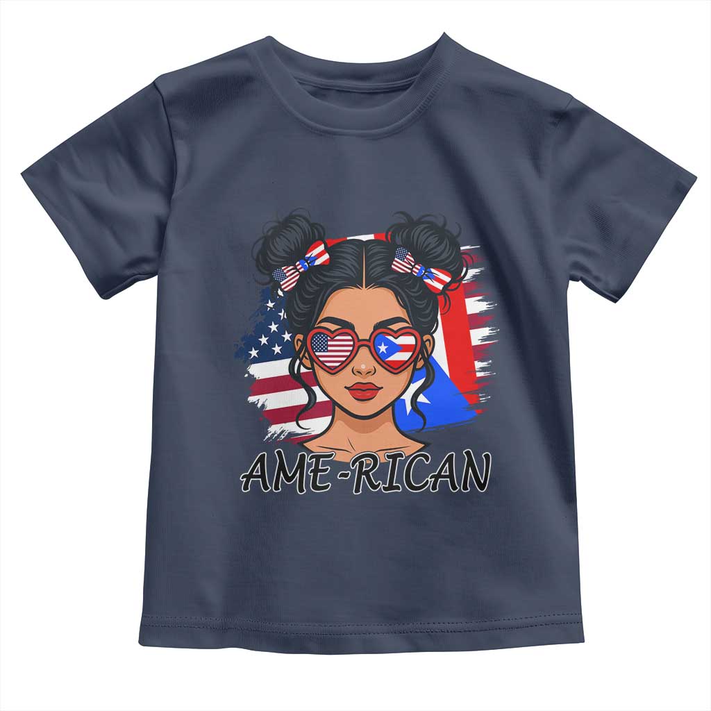 Puerto Rican American Girl Toddler T Shirt AME-RICAN Boricua Pride