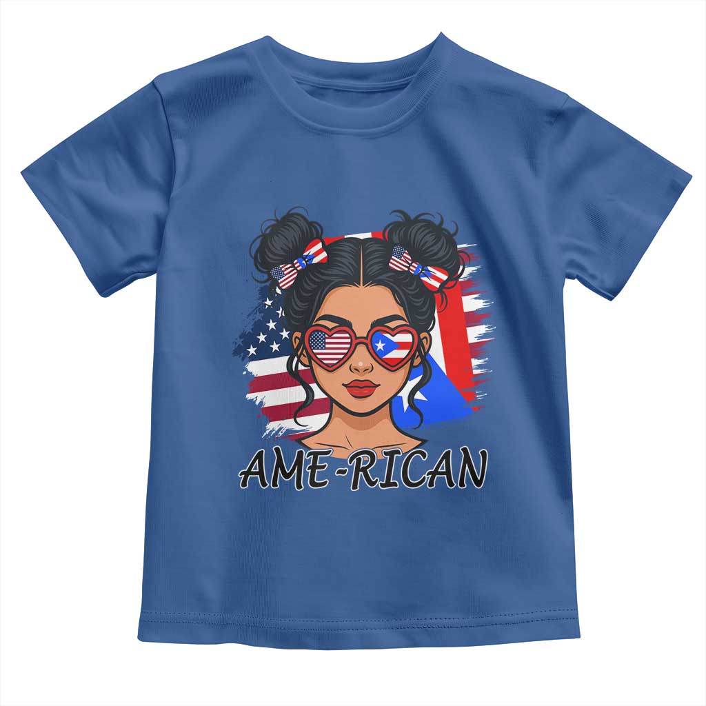 Puerto Rican American Girl Toddler T Shirt AME-RICAN Boricua Pride