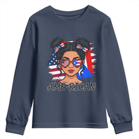 Puerto Rican American Girl Youth Sweatshirt AME-RICAN Boricua Pride