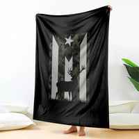 Deer Hunting Camo Puerto Rican Flag Throw Blanket Boricua Hunters