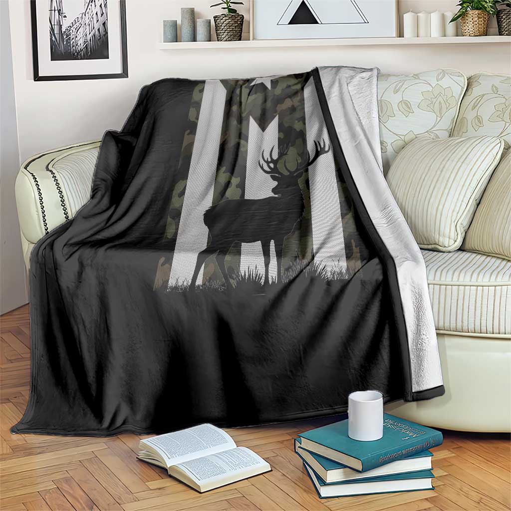 Deer Hunting Camo Puerto Rican Flag Throw Blanket Boricua Hunters