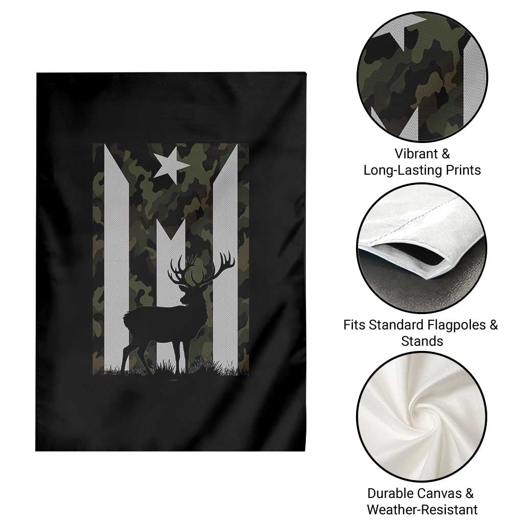 Deer Hunting Camo Puerto Rican Flag Garden Flag Boricua Hunters