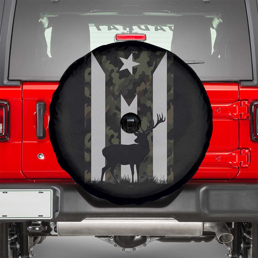 Deer Hunting Camo Puerto Rican Flag Spare Tire Cover Boricua Hunters
