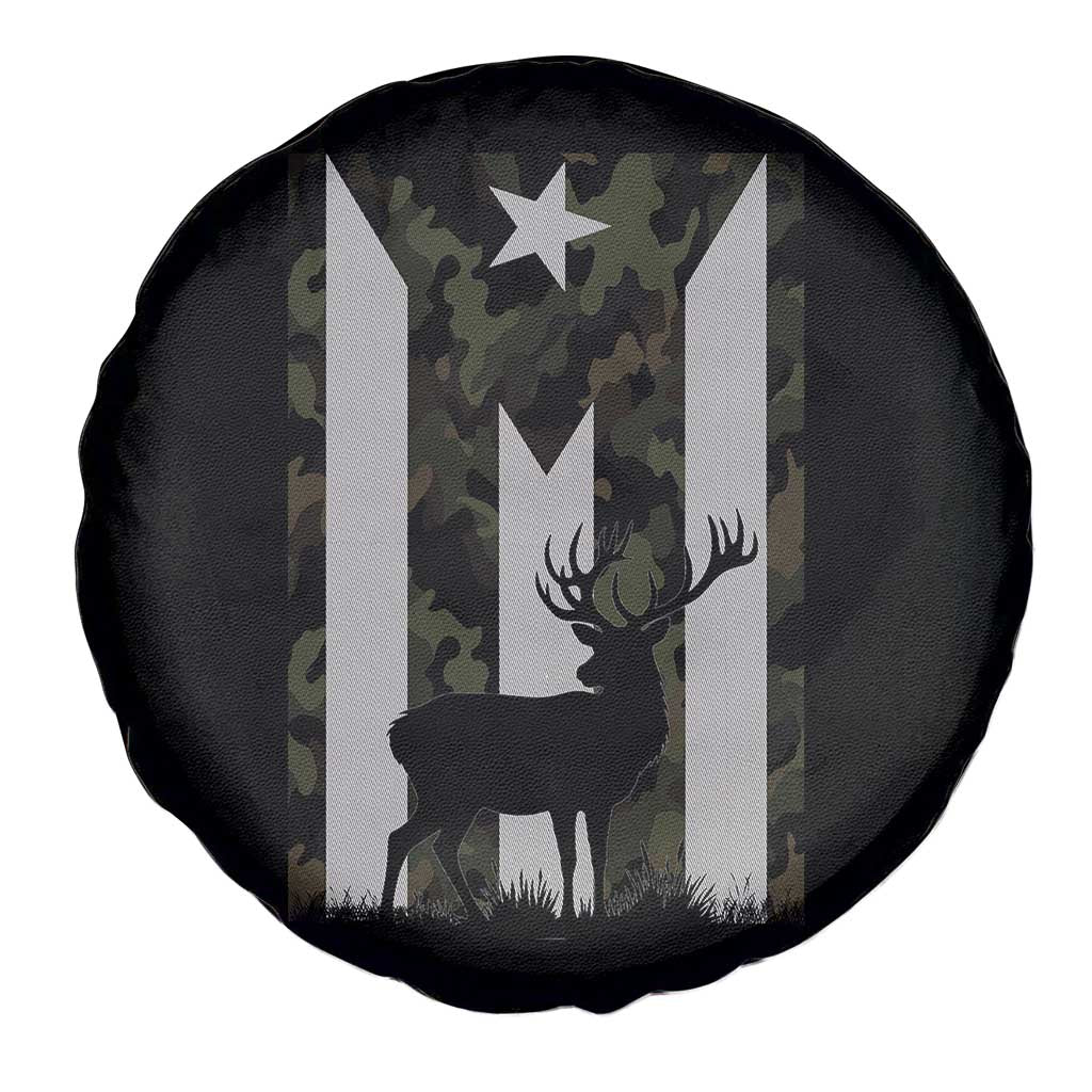 Deer Hunting Camo Puerto Rican Flag Spare Tire Cover Boricua Hunters