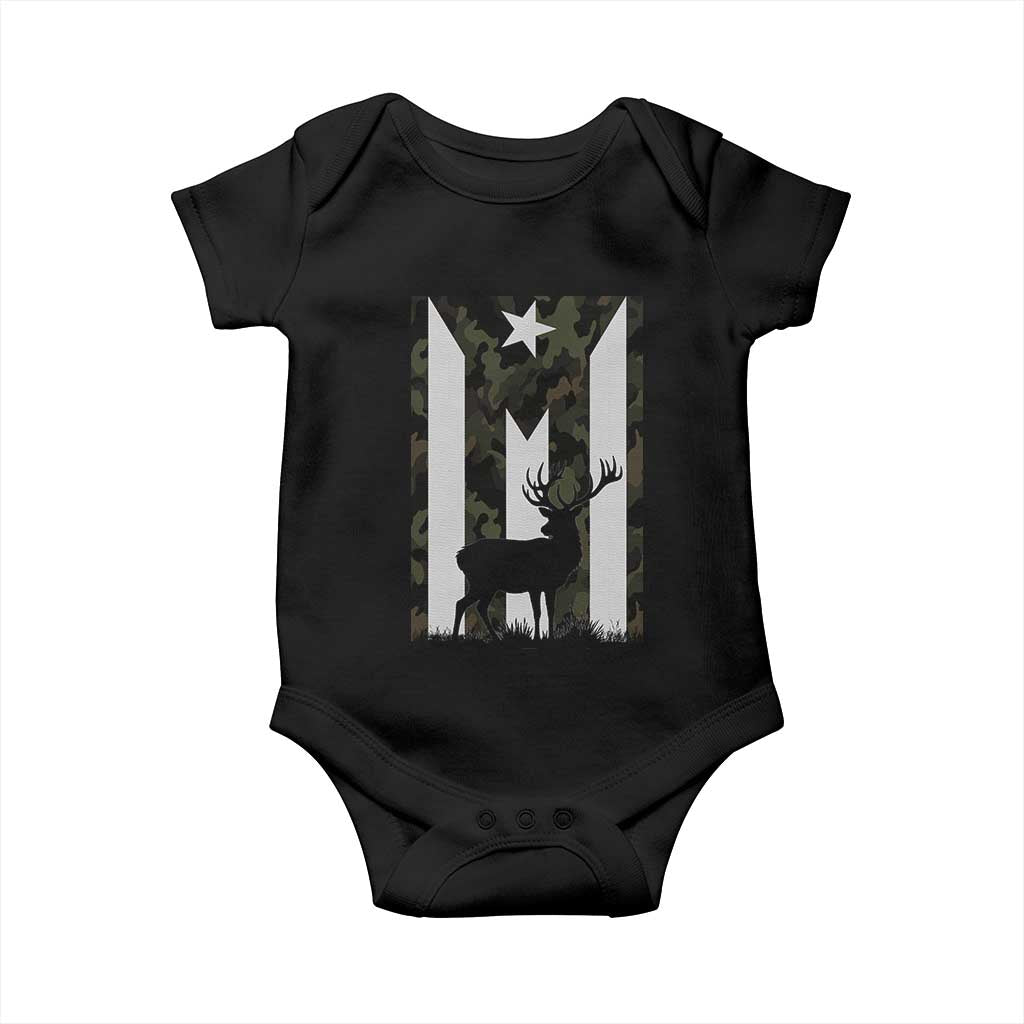 Deer Hunting Camo Puerto Rican Flag Baby Onesie Boricua Hunters