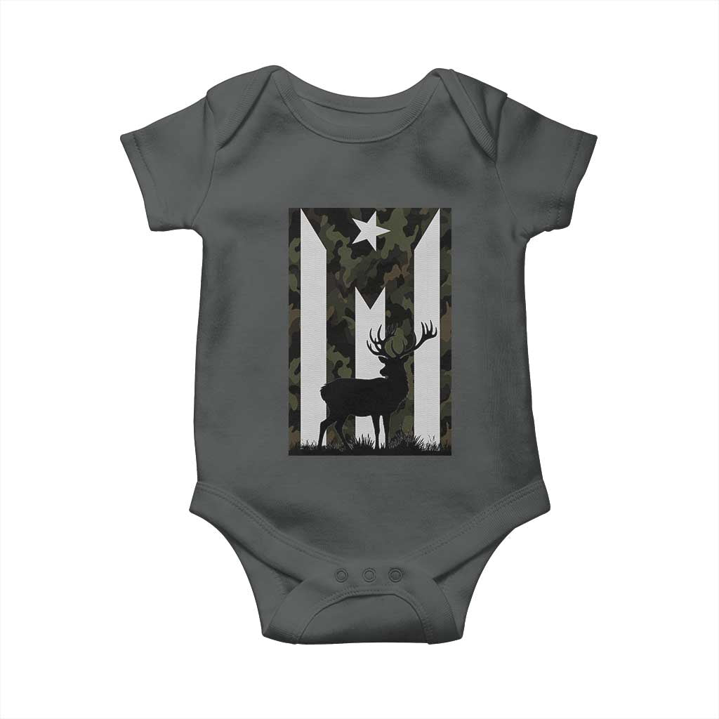 Deer Hunting Camo Puerto Rican Flag Baby Onesie Boricua Hunters