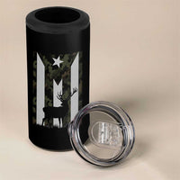Deer Hunting Camo Puerto Rican Flag 4 in 1 Can Cooler Tumbler Boricua Hunters