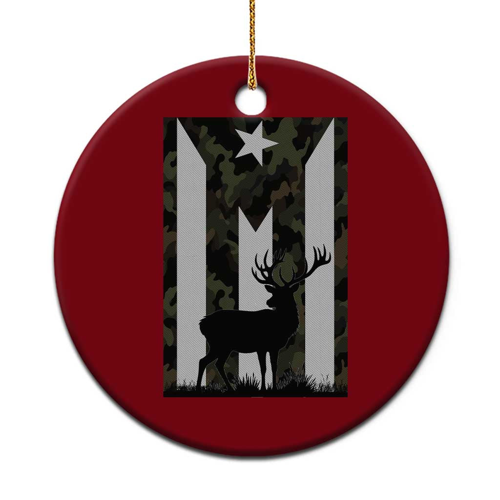 Deer Hunting Camo Puerto Rican Flag Ceramic Ornament Boricua Hunters