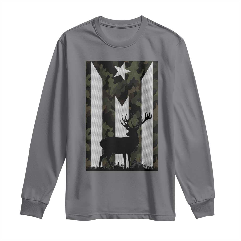 Deer Hunting Camo Puerto Rican Flag Long Sleeve Shirt Boricua Hunters