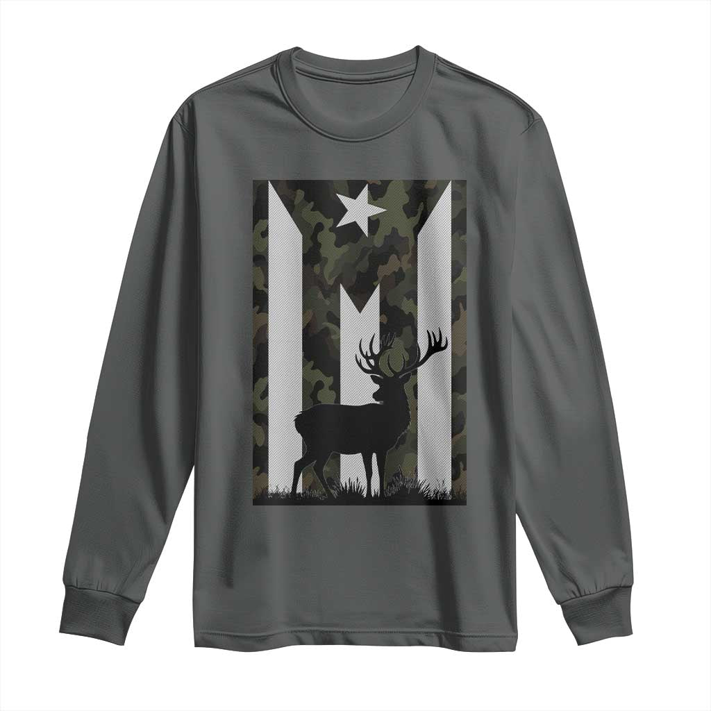 Deer Hunting Camo Puerto Rican Flag Long Sleeve Shirt Boricua Hunters