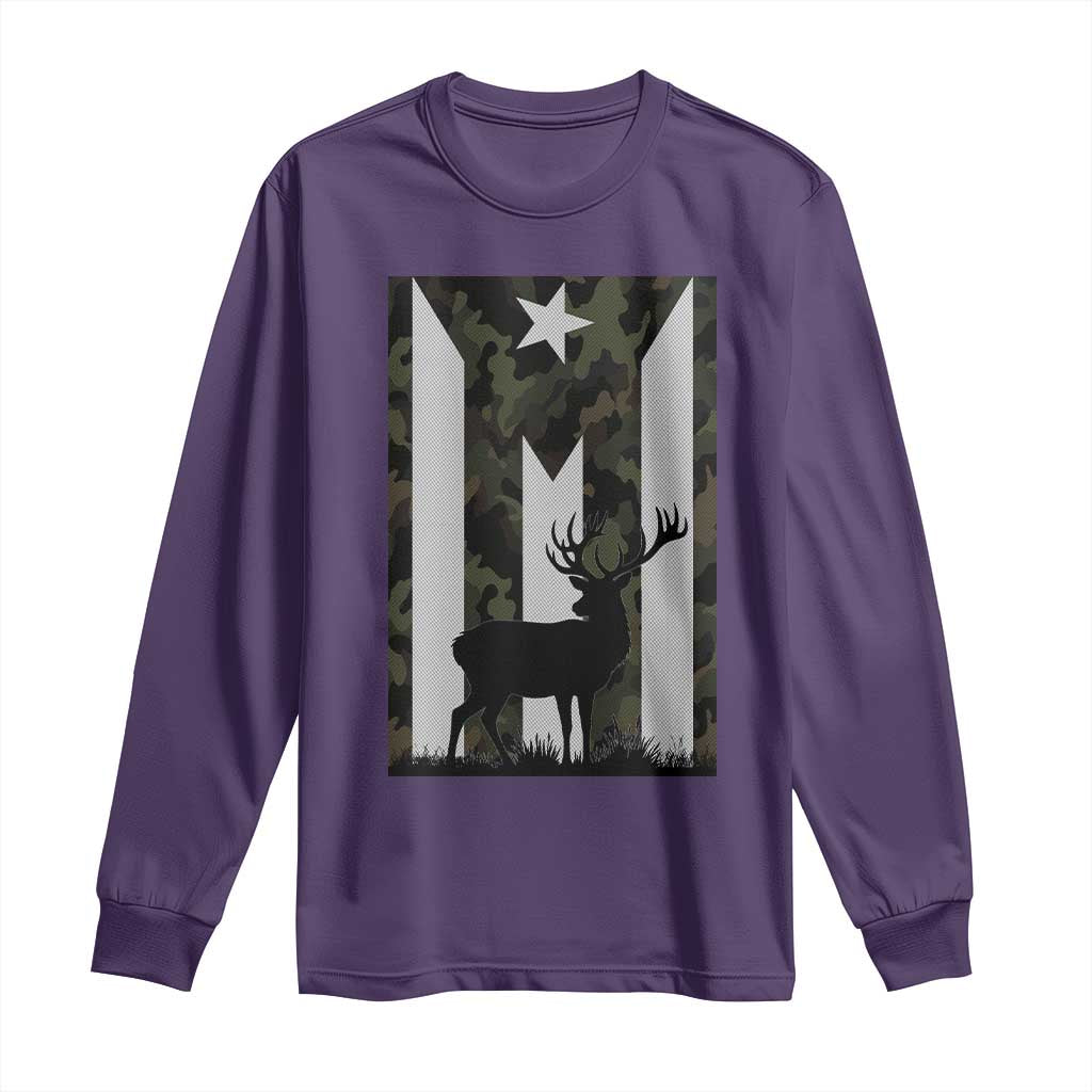 Deer Hunting Camo Puerto Rican Flag Long Sleeve Shirt Boricua Hunters