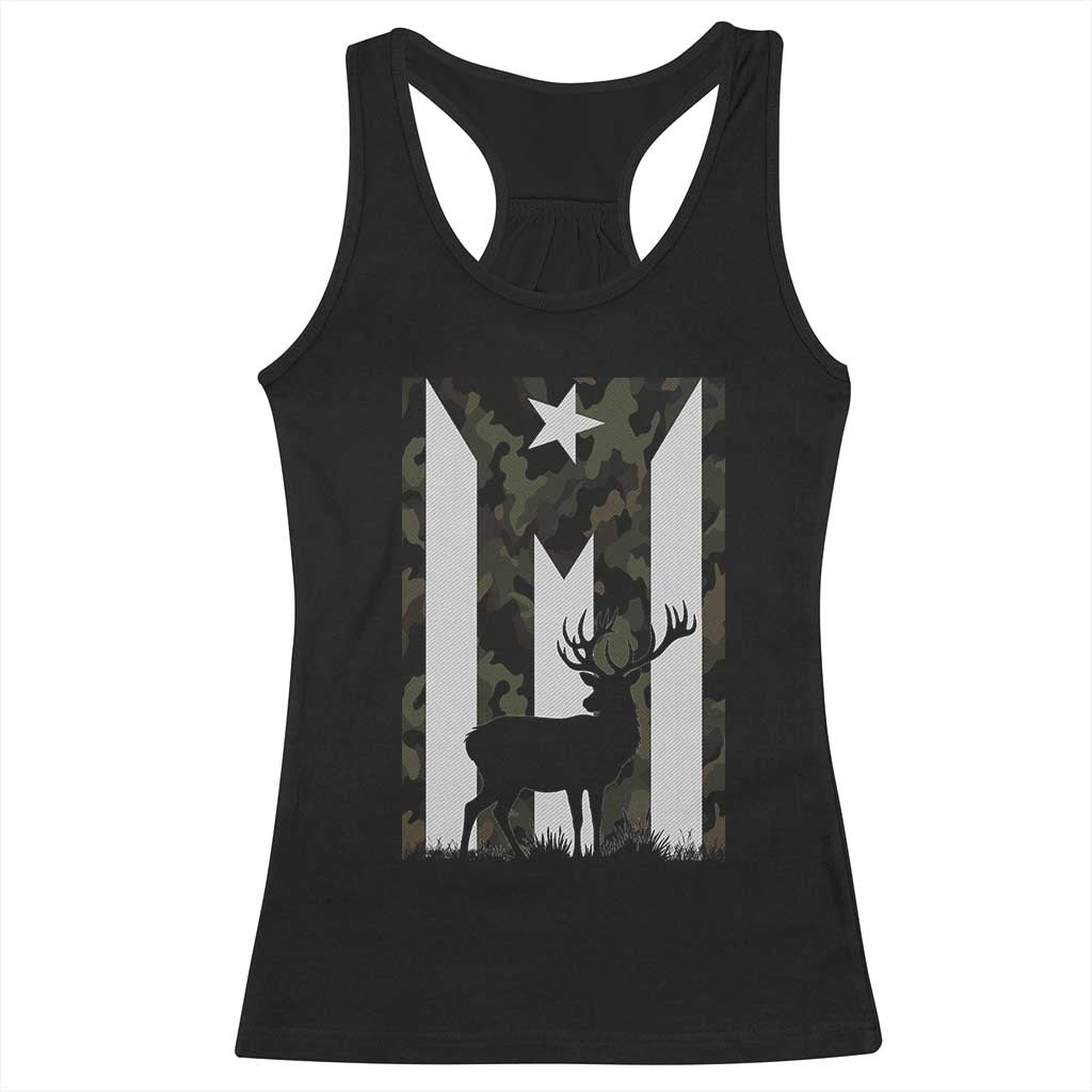 Deer Hunting Camo Puerto Rican Flag Racerback Tank Top Boricua Hunters