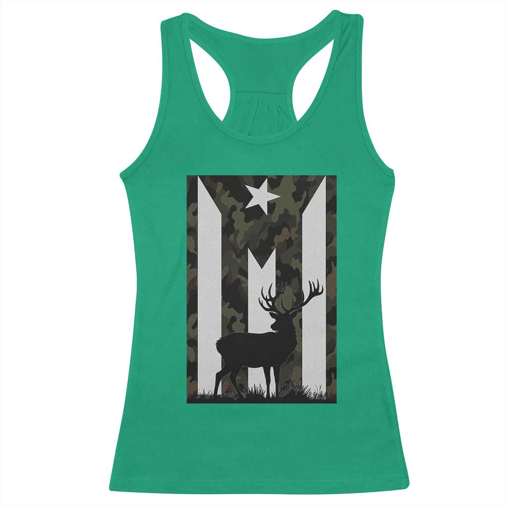 Deer Hunting Camo Puerto Rican Flag Racerback Tank Top Boricua Hunters