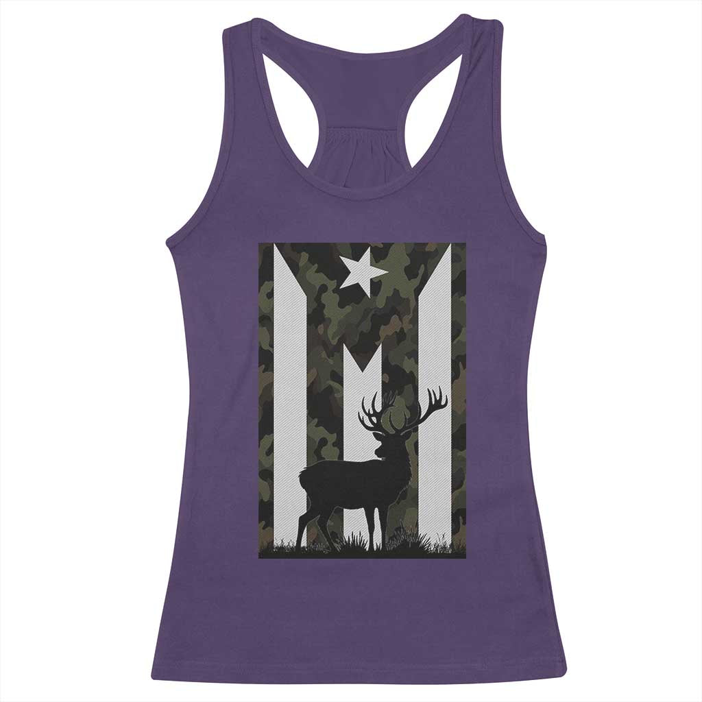 Deer Hunting Camo Puerto Rican Flag Racerback Tank Top Boricua Hunters