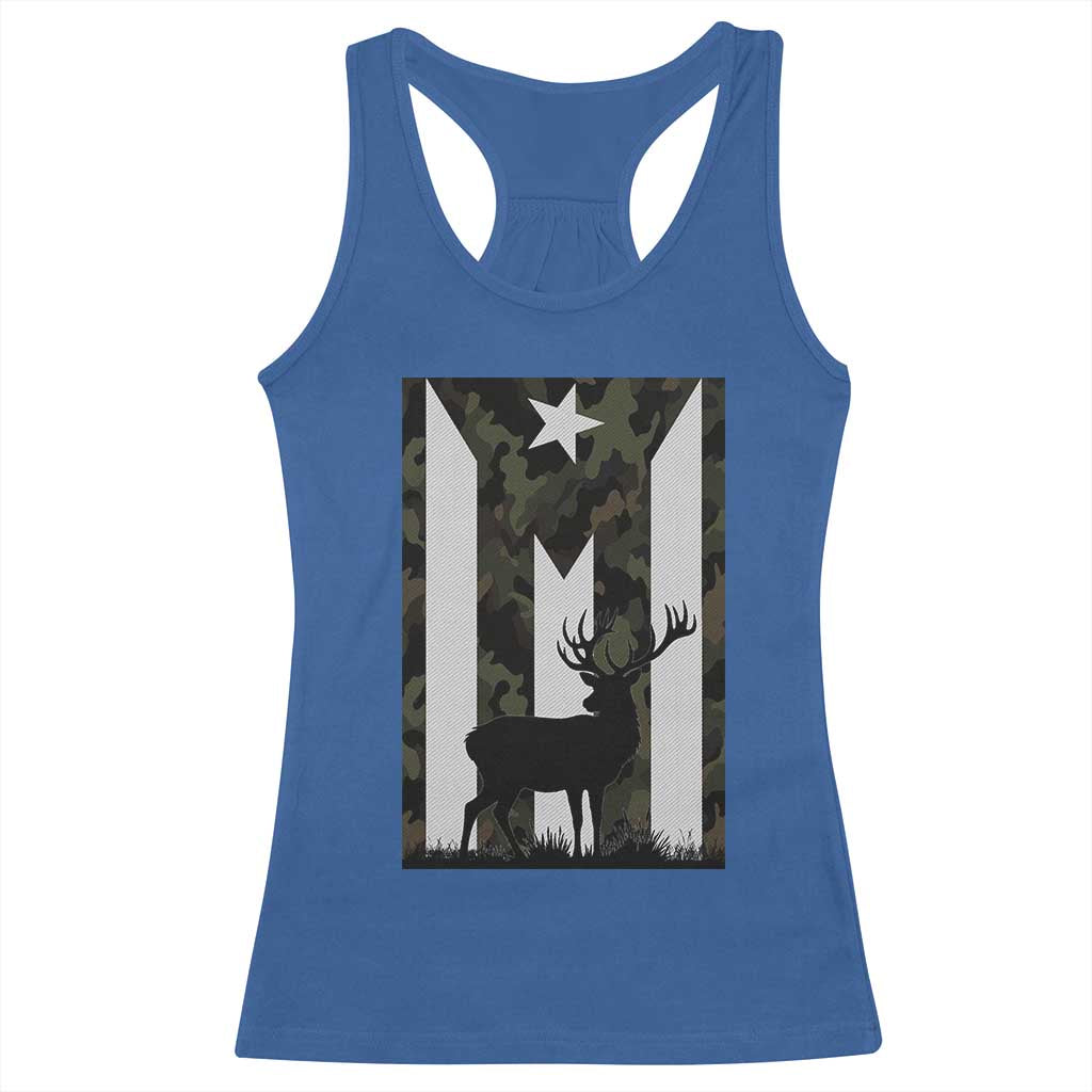 Deer Hunting Camo Puerto Rican Flag Racerback Tank Top Boricua Hunters