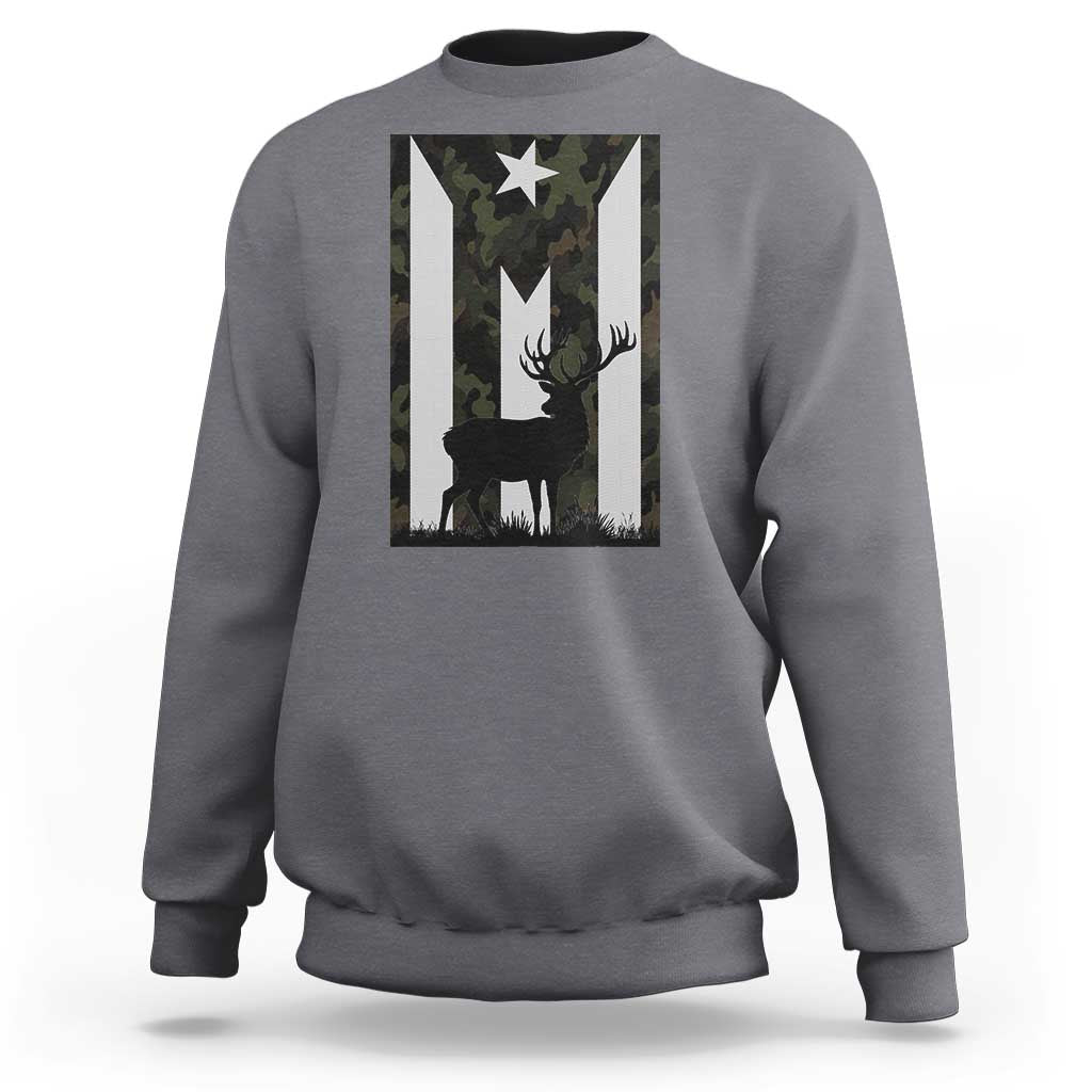 Deer Hunting Camo Puerto Rican Flag Sweatshirt Boricua Hunters