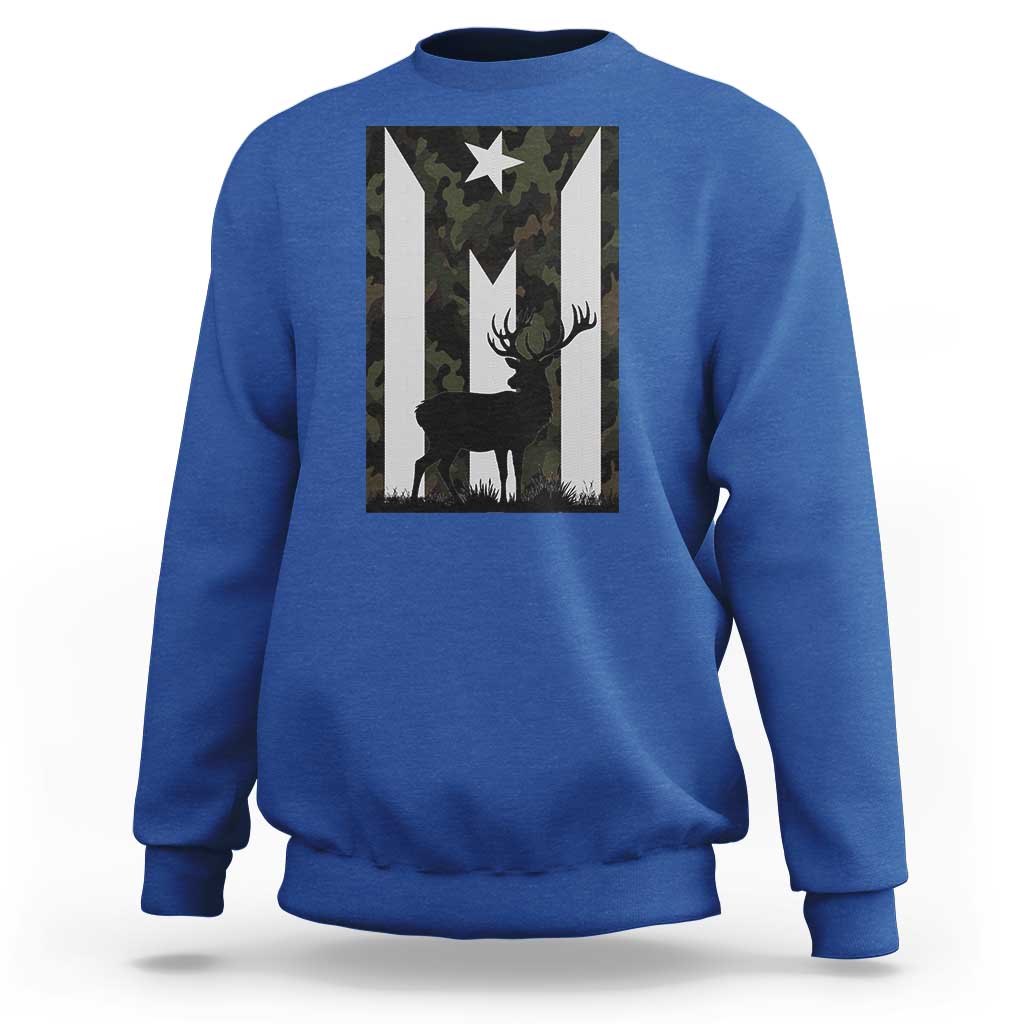 Deer Hunting Camo Puerto Rican Flag Sweatshirt Boricua Hunters