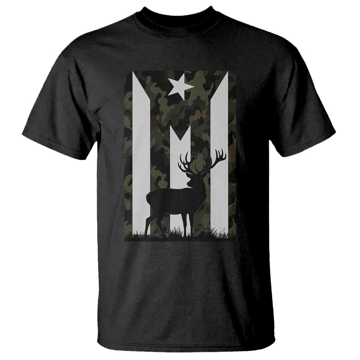 Deer Hunting Camo Puerto Rican Flag T Shirt Boricua Hunters