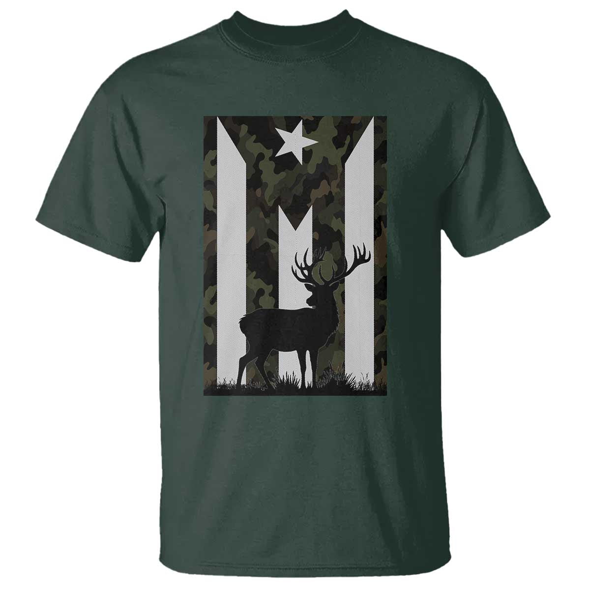 Deer Hunting Camo Puerto Rican Flag T Shirt Boricua Hunters