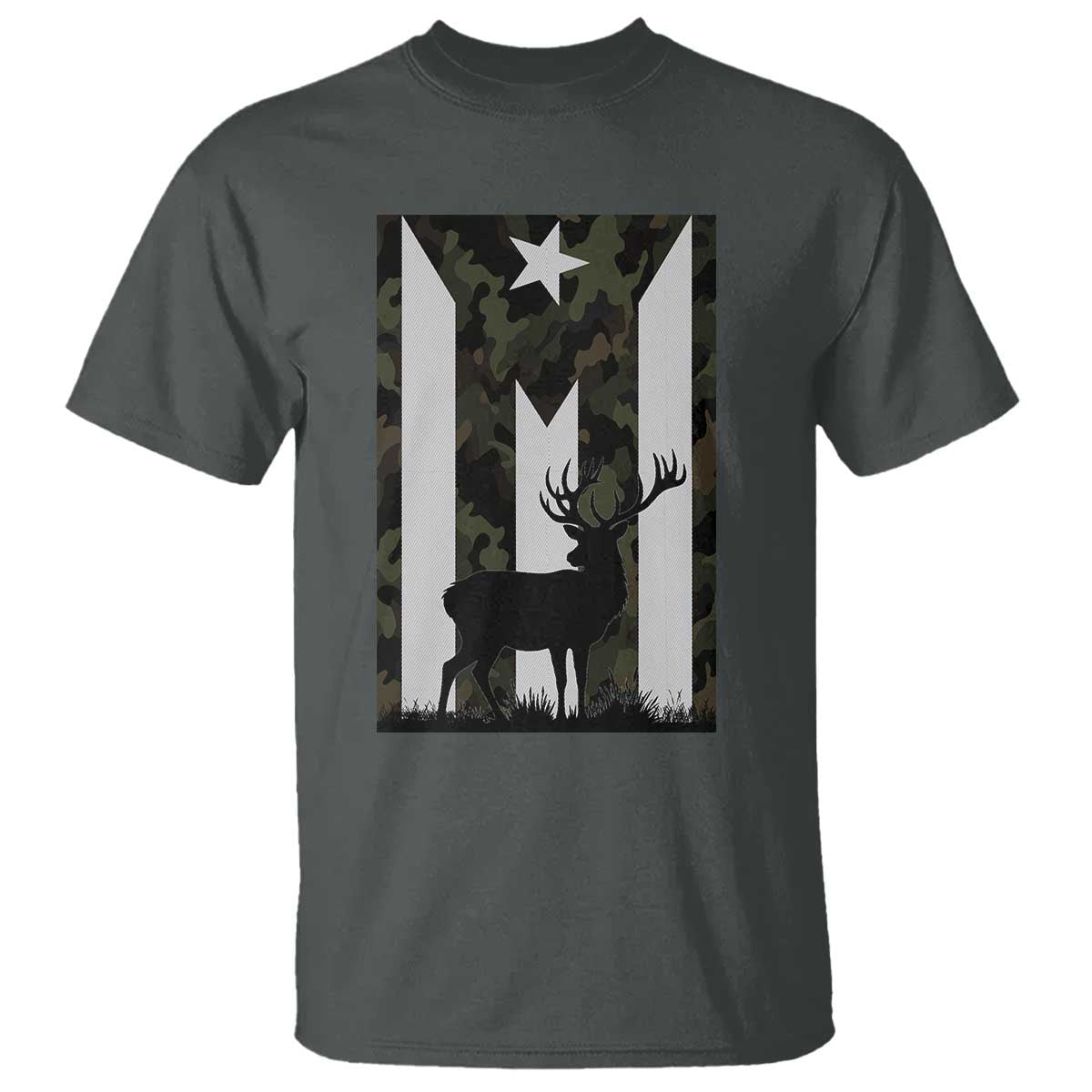 Deer Hunting Camo Puerto Rican Flag T Shirt Boricua Hunters