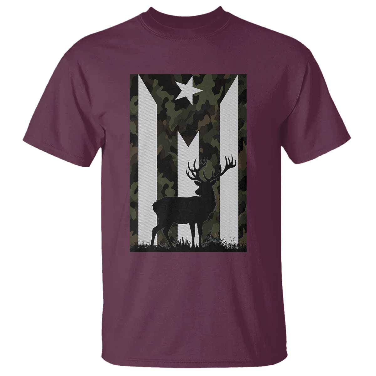 Deer Hunting Camo Puerto Rican Flag T Shirt Boricua Hunters