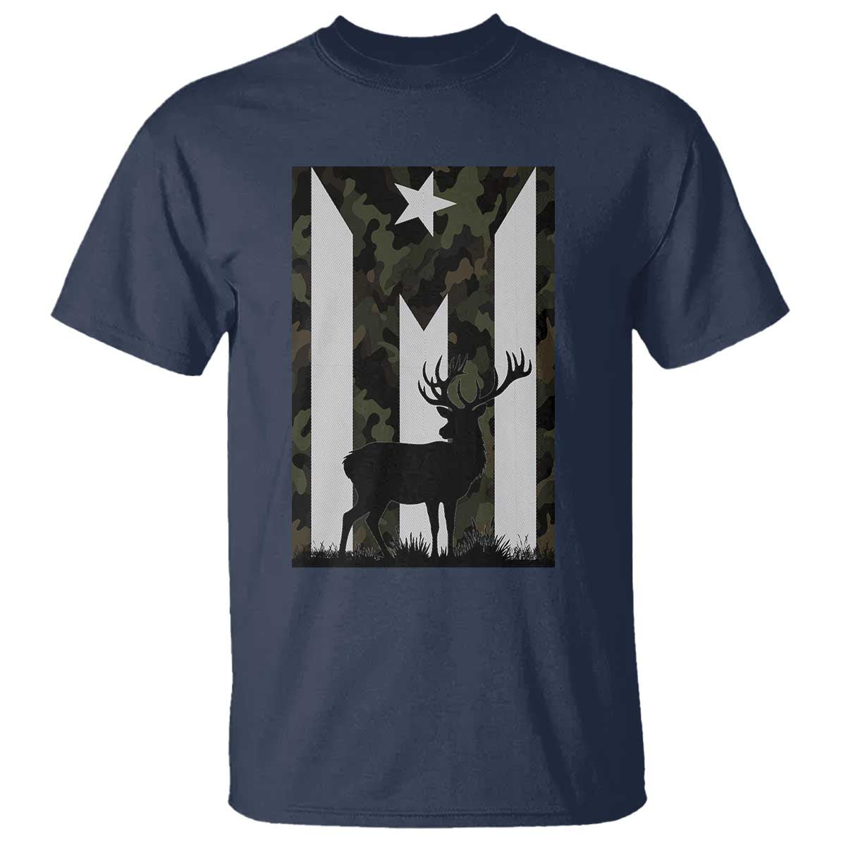 Deer Hunting Camo Puerto Rican Flag T Shirt Boricua Hunters