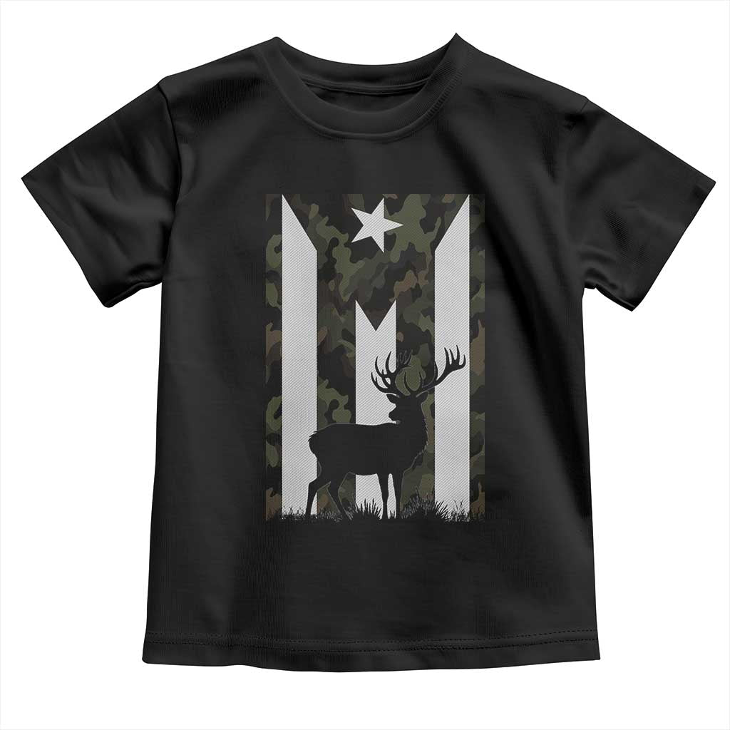 Deer Hunting Camo Puerto Rican Flag Toddler T Shirt Boricua Hunters