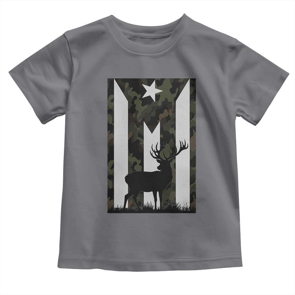Deer Hunting Camo Puerto Rican Flag Toddler T Shirt Boricua Hunters